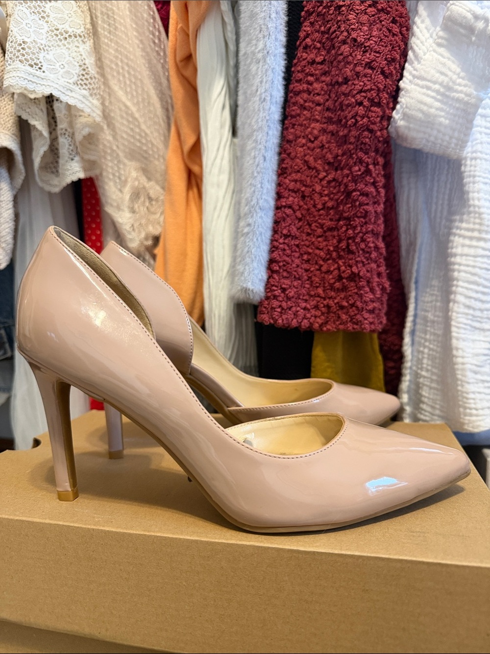 Nine West Nude Patent Pointed-Toe Stiletto Pumps